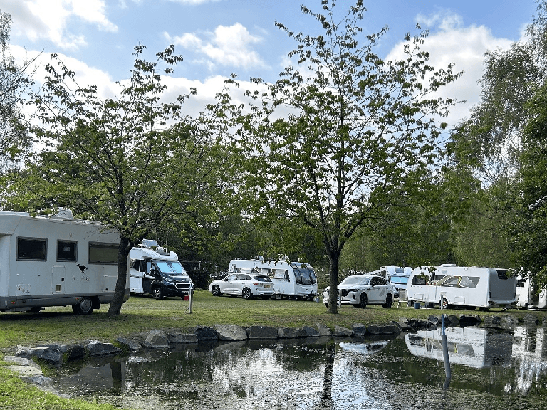 Motorhome pitches near the River Severn at Lickhill Manor Caravan Park